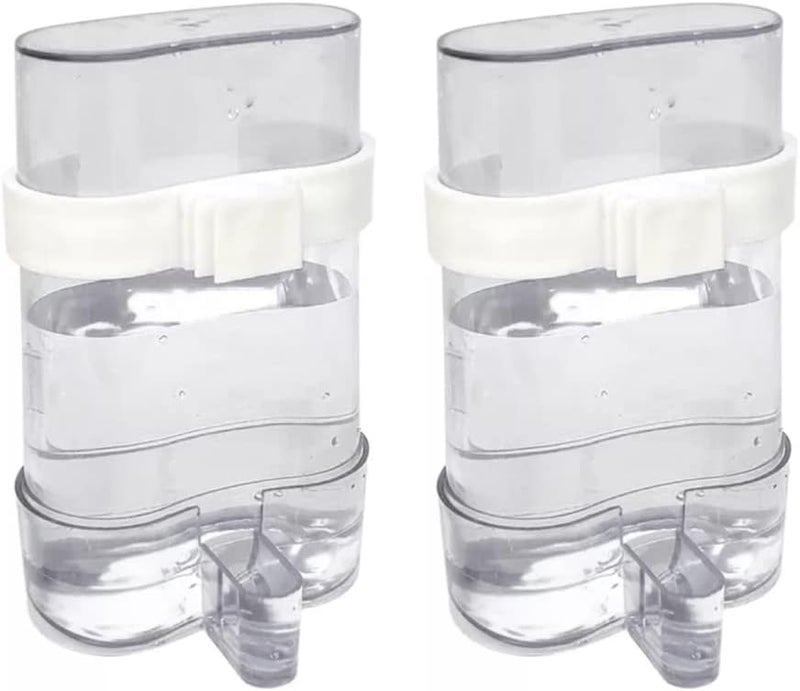 woobles Bird Feeder, 2pcs Automatic Bird Waterer & Food Feeder, Transparent Acrylic Parakeet Waterer for Birds Cage - Image 2